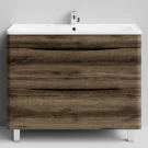 Тумба Адель 100 напольный, Дуб крымский коричневый ПВХ 131005-9005 Vodok с раковиной в комплекте