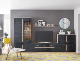Гостиная Ким Вариант №1, Бетон графит, Сонома