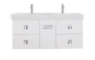 Тумба Астрид 120 подвесная, 5 ящиков, белая Vodok с раковиной в комплекте
