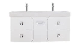 Тумба Астрид 120 подвесная, 5 ящиков, белая Vodok с раковиной в комплекте