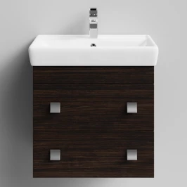 Тумба Квадро 60 подвесной, Палисандр ПВХ 43101 Vodok с раковиной в комплекте