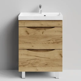 Тумба Лайт 60 напольный, Дуб Тортуга ПВХ 2357-43 Vodok с раковиной в комплекте