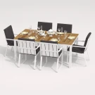 Обеденная группа TELLA  ALBA  каркас белый / стол тик 180 / ткань антрацит