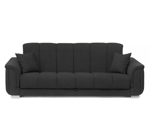 Диван прямой, книжка "Стамбул" флок черный, 120 ППУ+НПБ