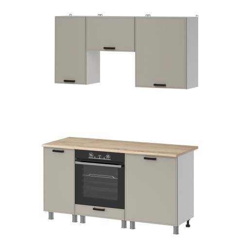 Готовый кухонный гарнитур МК Аленушка 1,6м в.5 Магнолия Керамика,скоба черный,сонома