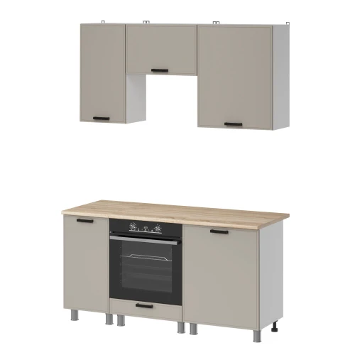 Готовый кухонный гарнитур МК Аленушка 1,6м в.5 Магнолия Керамика,скоба черный,сонома