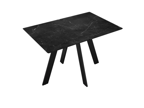 Стол DikLine DKD120, керамика 120(160)х80, мрамор черный матовый, опоры черные (2 уп.)