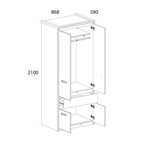 Шкаф 4DG1S , JAZZ, цвет Каштан найроби/Оникс