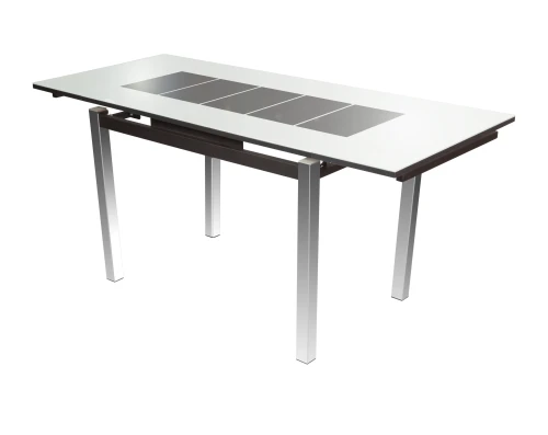 Стол Шанхай Каре, Черный муар/Стекло белое/Рисунок черный