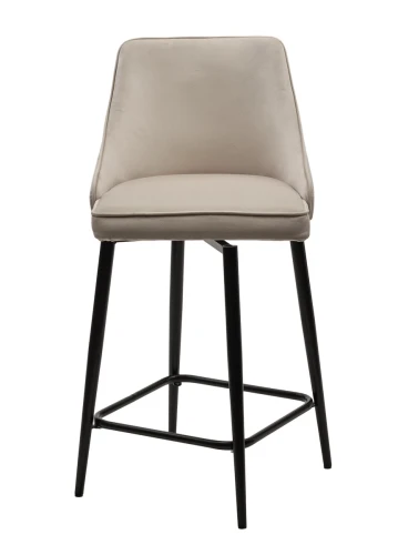 Полубарный стул ПАРКЕР 360 град. поворот. H-06 Бежевый, велюр / черный каркас, М-City