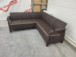 Угловой диван Yalta Corner Set под ротанг для лаунж зоны  с подушками на сиденье