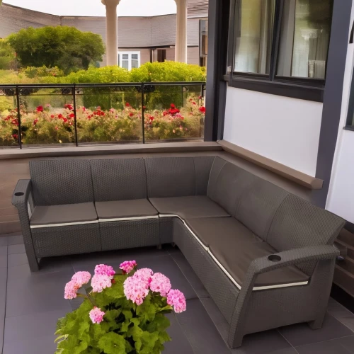 Угловой диван Yalta Corner Set под ротанг для лаунж зоны  с подушками на сиденье