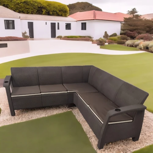 Угловой диван Yalta Corner Set под ротанг для лаунж зоны  с подушками на сиденье