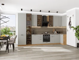 Кухонный гарнитур Флэт-05 Light Grey In 2S Дуб Вотан