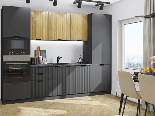 Кухонный гарнитур Евро Лайн-01 Дуб песочный/Антрацит
