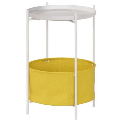 Стол журнальный Элдей рогожка желтый/белый