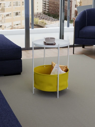 Стол журнальный Элдей рогожка желтый/белый