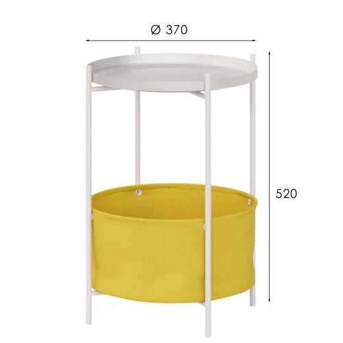 Стол журнальный Элдей рогожка желтый/белый