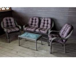 Садовый комплект  из искусственного ротанга Мэдисон Нью (Medison New) terrace set с прямоугольный столиком с подушками на сидение и спинку