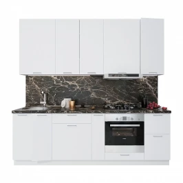 Модульная кухня Мемфис 2400 Белый Софт МДФ прямая