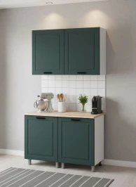 Готовая кухня МК Аленушка 1,2м Астра Изумруд,скоба черный,сонома