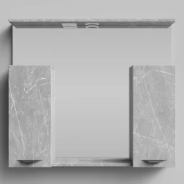 Зеркало Марко 90, ручки Черные, Мрамор Белый софт тач 4044-2