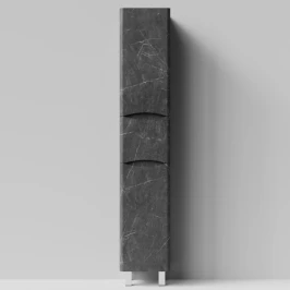 Пенал Адель 35 (1 ящик, 2 двери) напольный, Мрамор Графит софт тач ПВХ 4044-3, левый, бельевая корзина