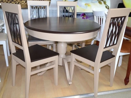 Стол «Леонардо-1» (D1000), комби 6 (слоновая кость+орех темный)