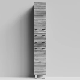 Пенал Мальта 30 напольный, Лиственница структурная контрастно-серая ПВХ 64202, правый, бельевая корзина