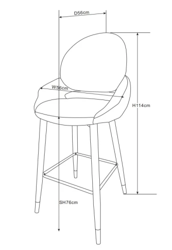 Стул барный Виола BS1241-WT, 55х46х105 см, белый крем/золото