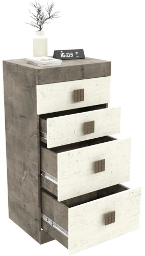 Комод «Лондон 4Я» КМК 0467.22, Оникс/Бетон пайн светлый