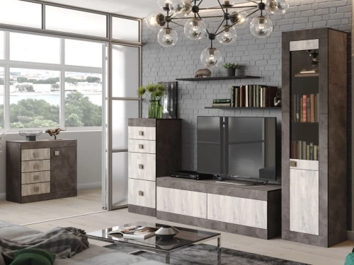 Комод «Лондон 4Я» КМК 0467.22, Оникс/Бетон пайн светлый