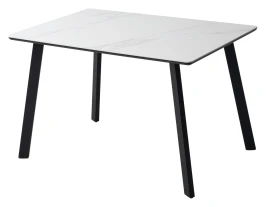 Стол ТИК ТАК 120  Белый мрамор MATTE, керамика / Черный каркас М-City