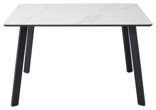 Стол ТИК ТАК 120  Белый мрамор MATTE, керамика / Черный каркас М-City