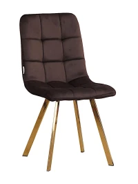 C919/DC809 Стул мягкий, ШОКОЛАД#h50 велюр, каркас металл золото КВАДРАТ