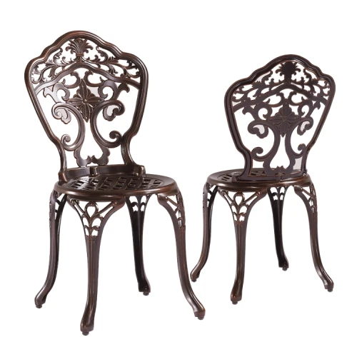 Комплект мебели из литого алюминия стол круглый СОРРЕНТО «SORRENTO» D78 + 4 стула НЬЮ ЙОРК «NEW YORK» бронза