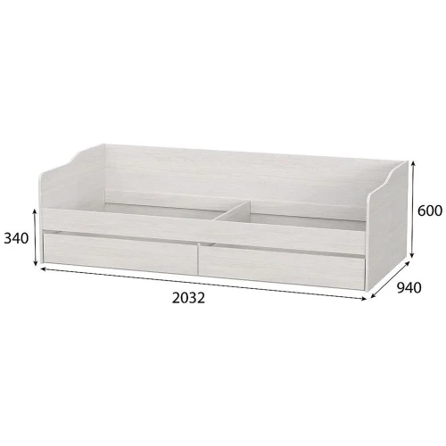 Кровать детская с основанием и матрасом Софт КР 1 90х200, Ясень анкор светлый