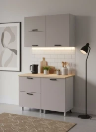 Готовая кухня МК Аленушка 1,2м с ящ.в 2 Лаванда Кашемир,скоба черный,сонома