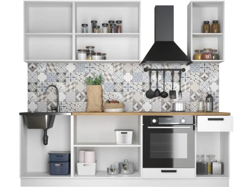 Кухонный гарнитур «Ника» Нео 2,4м, Ателье светлый/Белый