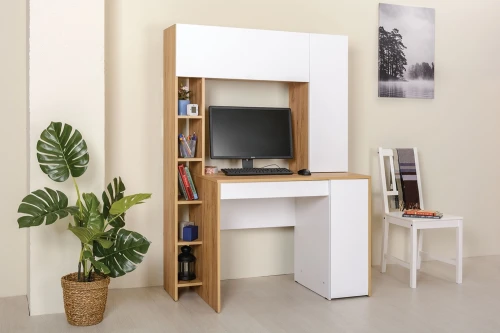 Стол компьютерный Комфорт 12.71, Дуб золотой, Белая Аляска