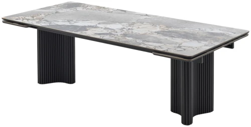 Стол АДАЖИО 240 (320) см MINERAL STONE NATURAL, керамика / Черный каркас М-City