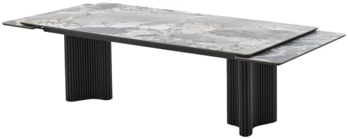 Стол АДАЖИО 240 (320) см MINERAL STONE NATURAL, керамика / Черный каркас М-City
