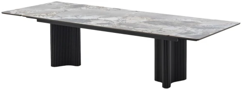 Стол АДАЖИО 240 (320) см MINERAL STONE NATURAL, керамика / Черный каркас М-City