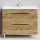 Тумба Адель 100 напольный, Дуб Тортуга ПВХ 2357-43 Vodok с раковиной в комплекте
