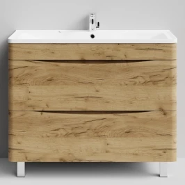 Тумба Адель 100 напольный, Дуб Тортуга ПВХ 2357-43 Vodok с раковиной в комплекте