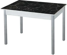 Альфа фотопечать стол обеденный раздвижной / черный мрамор/бетон белый/металлик