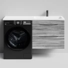 Тумба Смайл 130 подвесной, под стиральную машину, правая, Лиственница структурная контрастно-серая ПВХ 64202 Vodok с раковиной в комплекте Тумба Смайл 130 подвесной, под стиральную машину, правая, Лиственница структурная контрастно-серая ПВХ 64202 Vodok с раковиной в комплекте