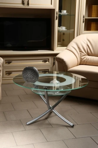 Стол журнальный Дуэт 4 металлик/ прозрачное