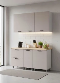 Готовый кухонный гарнитур МК Аленушка 1,6м в.4 Лаванда Кашемир,скоба черный,сонома