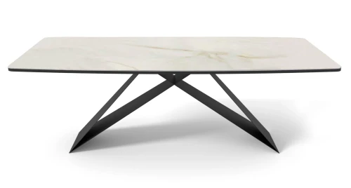 Стол DikLine SKY220 Керамика Ostra Bianco (мрамор глянец белый)/подстолье черное/опоры черные (2 уп.)